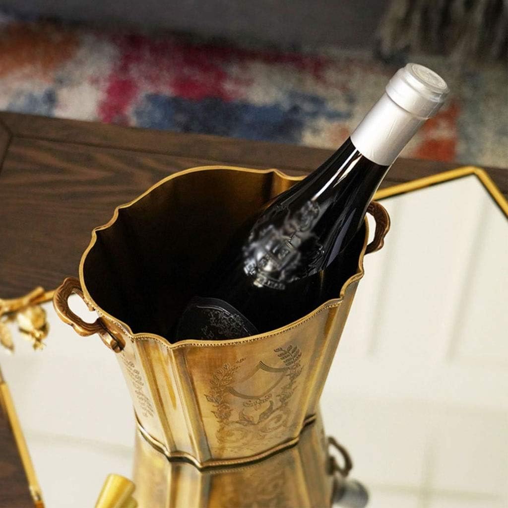 Ice Bucket Hand-Carved Bucket Brass Buckets Champagne Wine Vintage Set Great for Home Bar Chilling Beer Cooler