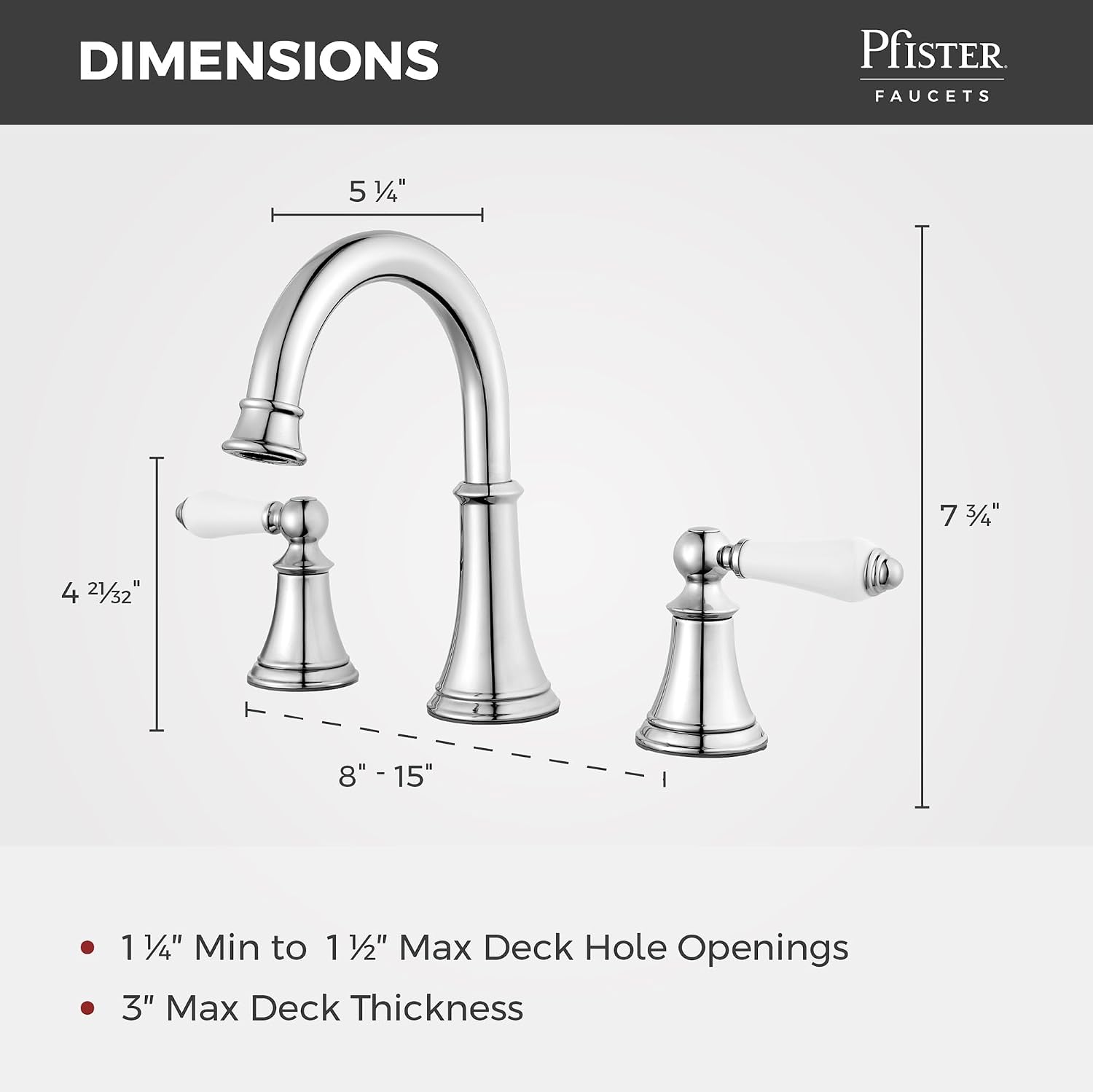Pfister Courant 8 in Widespread 3 Hole Bathroom Sink Faucet 2 Handle Polished Chrome NSF Certified WaterSense Push & Seal Drain 360 Degree Swivel Spout LF049COPC