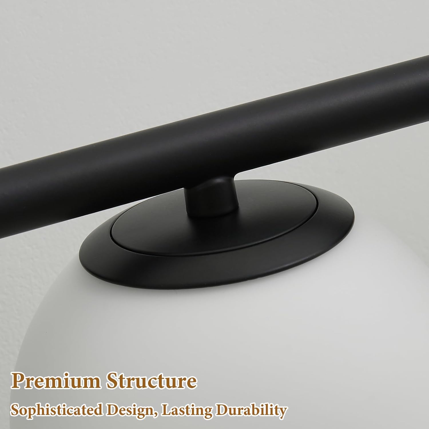 Black LED Bathroom Vanity Light: 5 Lights Mid Century Modern Milk White Glass Globe Vanity Light Fixture over Mirror - Unique Dimmable Hardwired Matte Black Bath Room Makeup Globe Wall Sconce Lighting