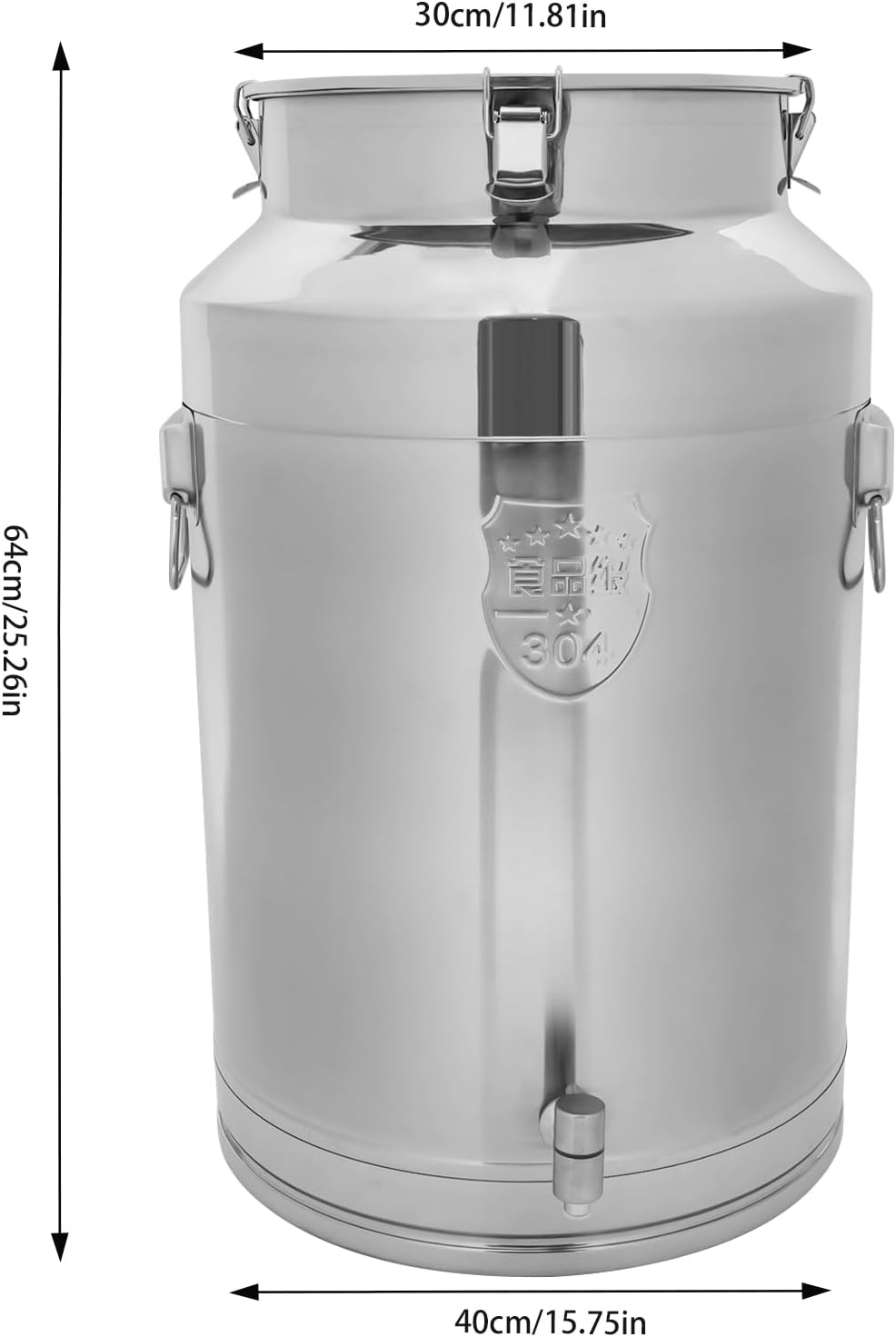 Milk Can with Spigot, 304 Stainless Steel Milk Dispenser Container Pail, 20Gal Stainless Steel Water Jug 76L Hanging Lid Bucket Drink Beverage Dispenser for Oil Tea Wine