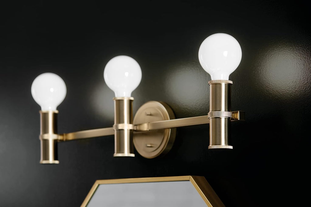 Kichler Torche 3-Light Vanity Light, Modern Light in Champagne Brozne, Damp Rated, for Single Vanity, Double Vanity, or Ample Mirror Space (24.25' x 5'), 55157CPZ