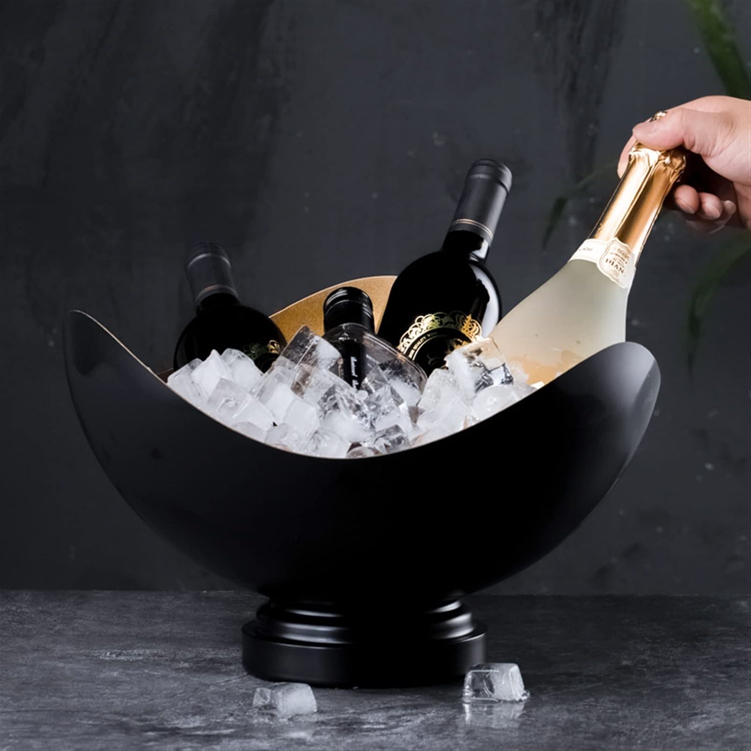 Ice Bucket Ice Buckets - Ice Buckets for Parties, Stainless Steel Champagne Basin Creative Black Gold Champagne Bucket Beer Ice Wine Basin Champagne Bucket