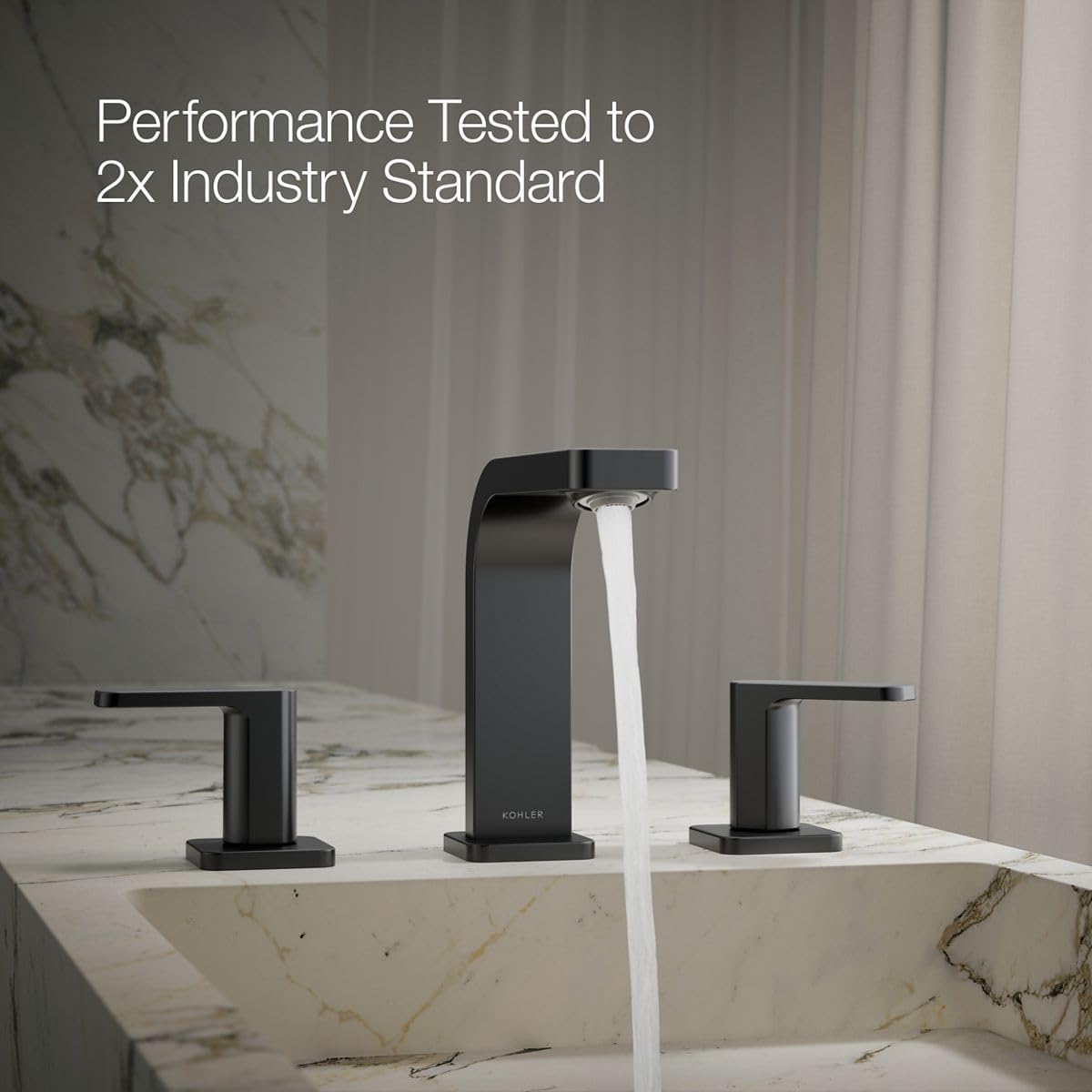 Kohler K-23484-4N-BL Parallel Widespread Bathroom Sink Faucet, .5 GPM, Lever Handles, Matte Black