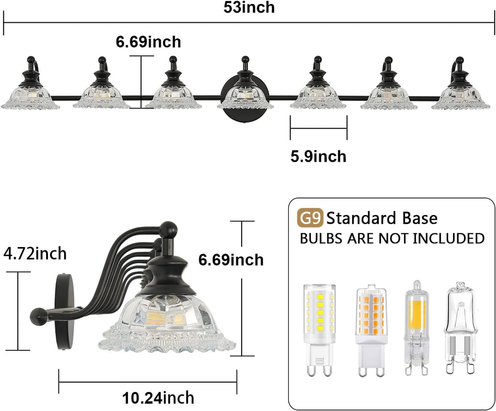 XIEDUN Black 7 Light Vanity Light Bathroom Light Fixtures