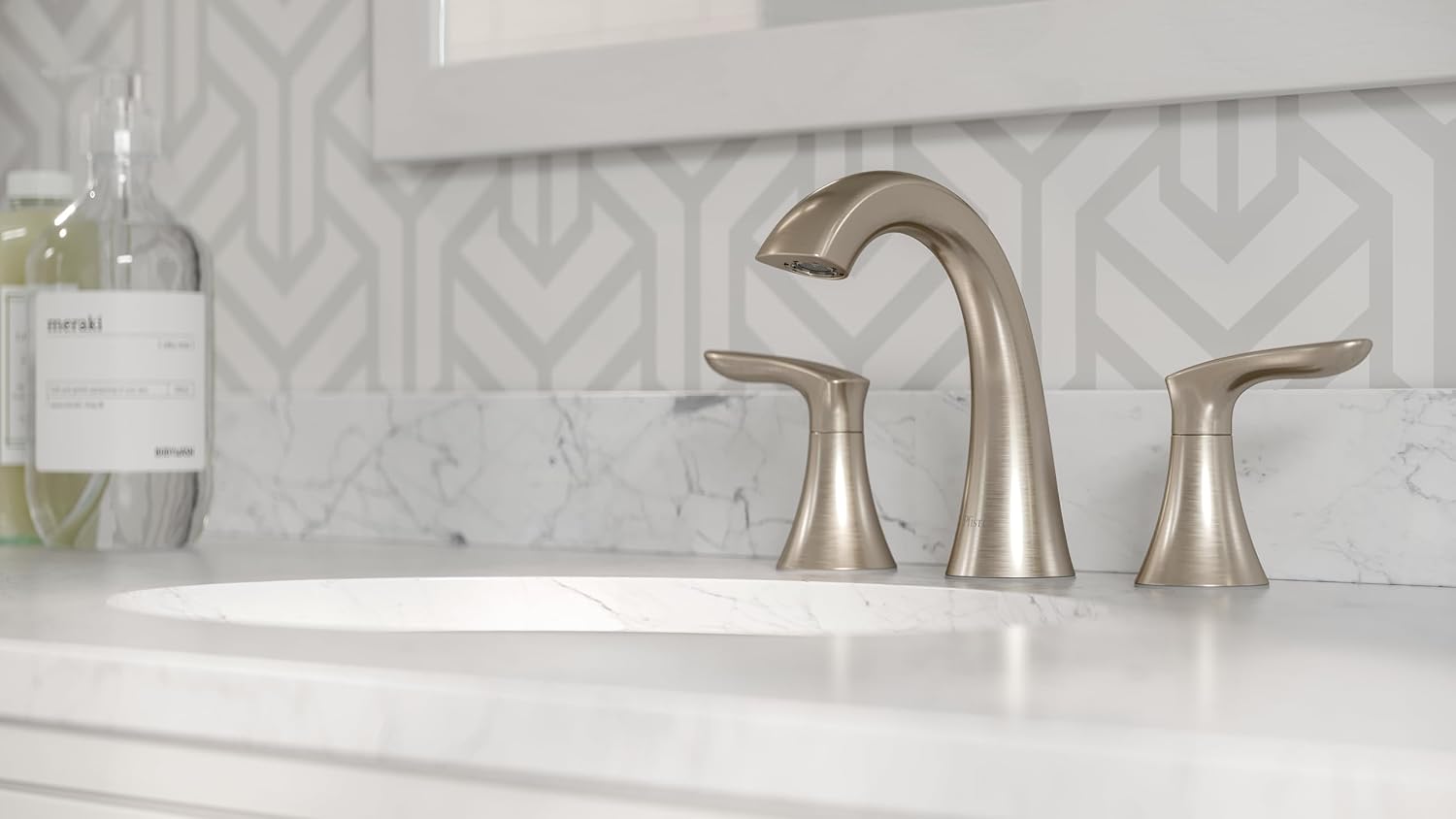 Pfister Weller Bathroom Sink Faucet, 8-Inch Widespread, 2-Handle, 3-Hole, Brushed Nickel Finish, LG49WR0K (Pack of 3)