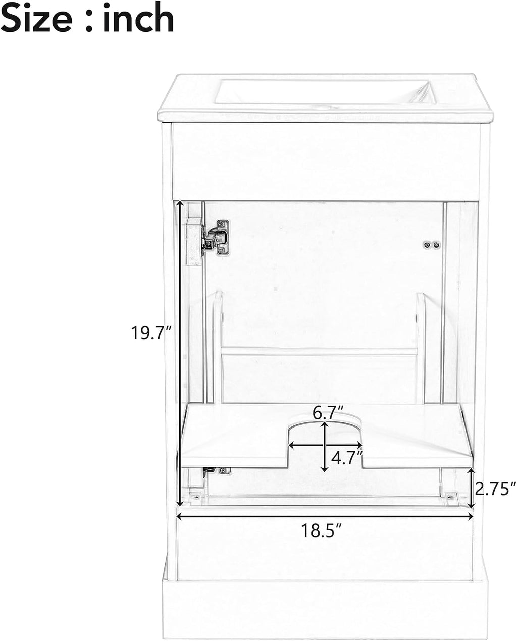20' Bathroom Vanity with Sink, Harper & Bright Designs Free Standing Single Basin Vanity Set with Soft Close Door & Adjustable Shelf, Solid Wood Bathroom Cabinet with Ceramic Basin for Bathroom, Black