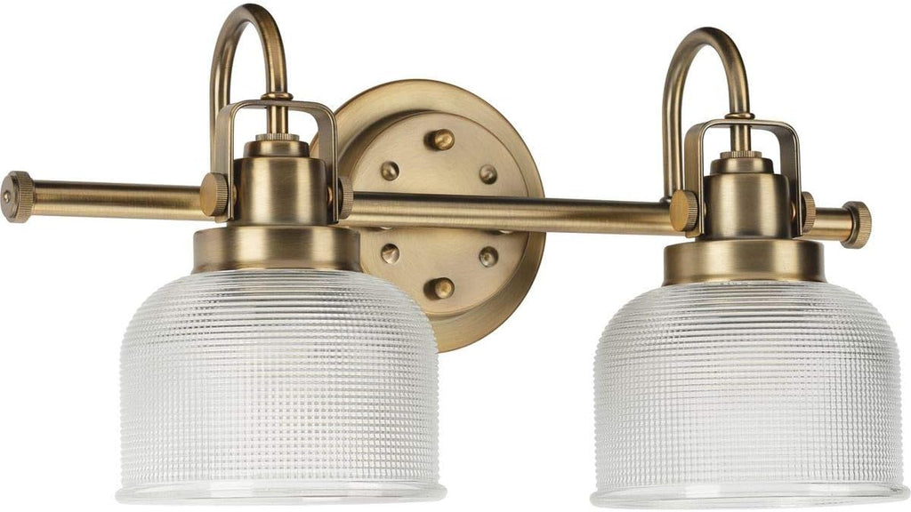 Archie Collection 2-Light Clear Double Prismatic Glass Coastal Bath Vanity Light Polished Chrome