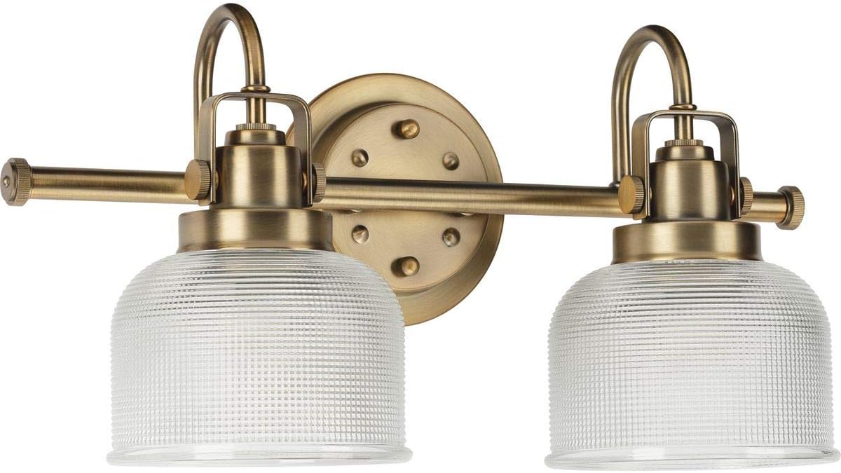 Archie Collection 2-Light Clear Double Prismatic Glass Coastal Bath Vanity Light Polished Chrome