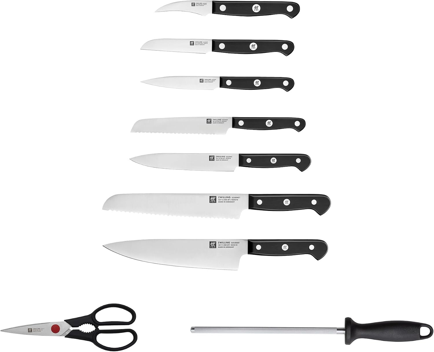 ZWILLING Gourmet 10-Piece Razor-Sharp German Knife Block Set, Made in Company-Owned German Factory with Special Formula Steel perfected for almost 300 Years, Dishwasher Safe, Acacia Block