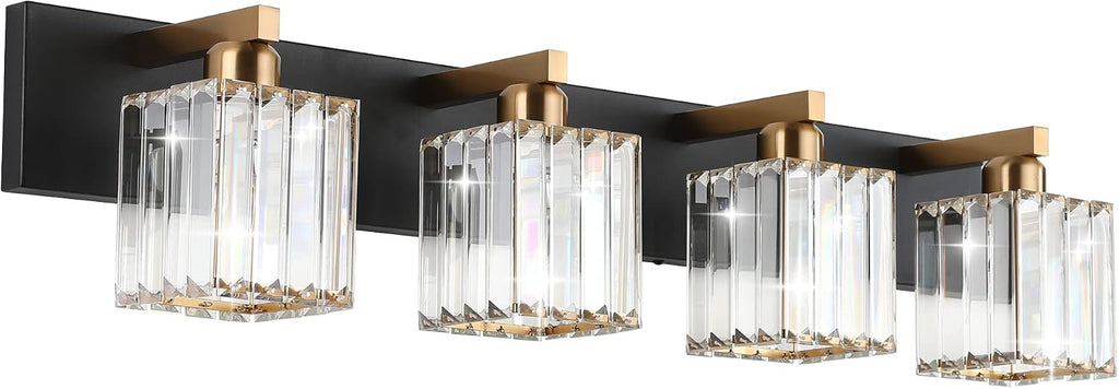 Aipsun Bathroom Vanity Light Fixtures Crystal Vanity Light for Bathroom 4 Light Modern Vanity Lighting (Exclude Bulb)