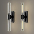 Black Wall Sconces Set of Two, Brass 22.8' Sconces Wall Lighting,Bathroom Vanity Lights with Clear Glass Shade for Mirror, Living Room, Bedroom, Hallway, Fireplace, Staircas（Including Bulb）