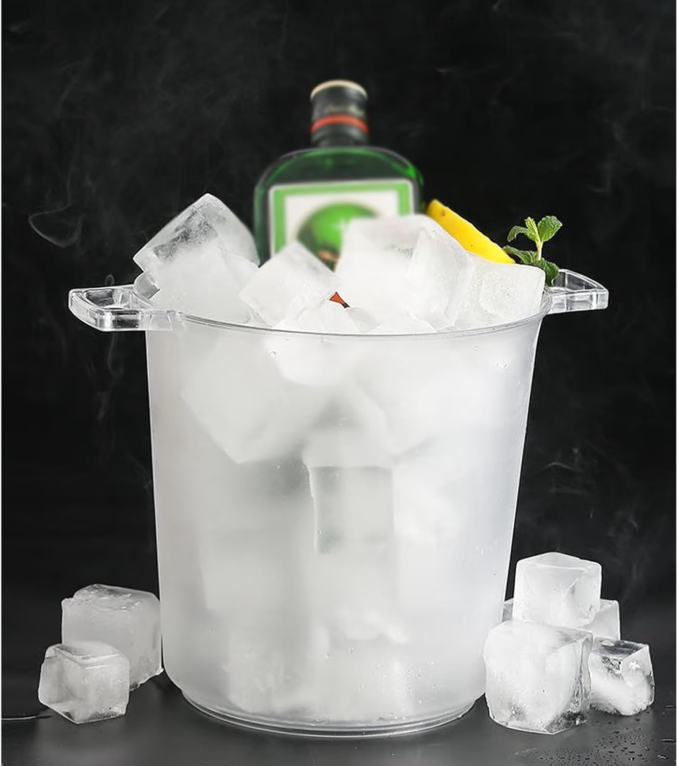 Ice Bucket Beverage Tubs for Parties Plastic Ice Bucket for Cocktail Bar Green Acrylic Wine Bucket Drink Bucket Cooler for Chiller Bin for Champagne or Beer, 8L Drinks Cooler/Beer Bucket (Color : Cle