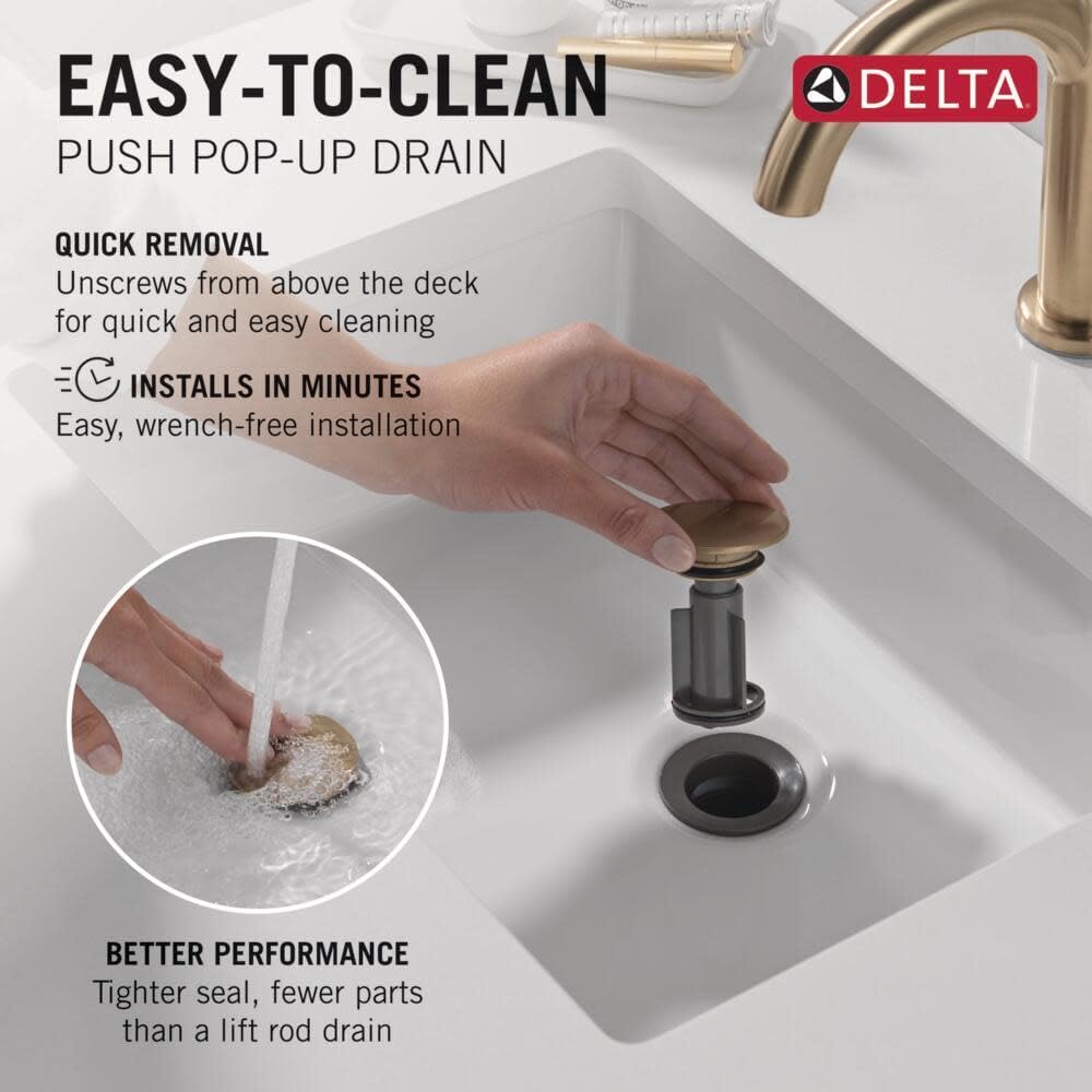 Delta Nicoli Chrome Bathroom Faucet 3 Hole, 8 Inch Widespread Bathroom Sink Faucet for Vanity, Push-Pop Drain Assembly, Chrome 35894LF