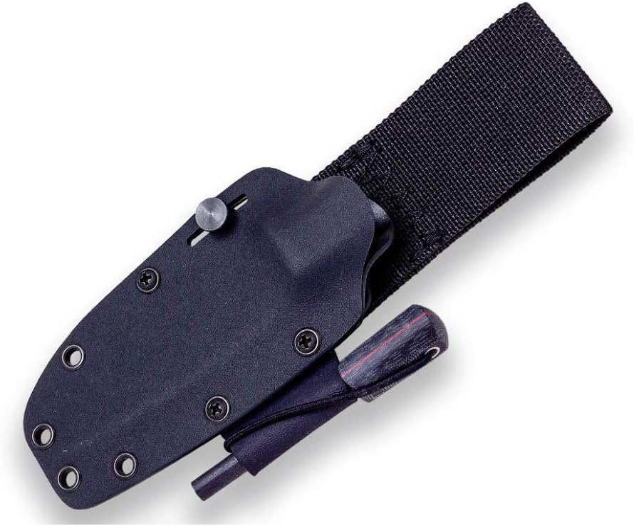 Joker Bushcraft Sports Knife Lynx 111, Blade 4.13 inches of Böhler N695, Available in different case and handle options, Tool for Fishing, Hunting, Camping and Hiking (Micarta Canvas, Kydex Sheath + FireStarter)