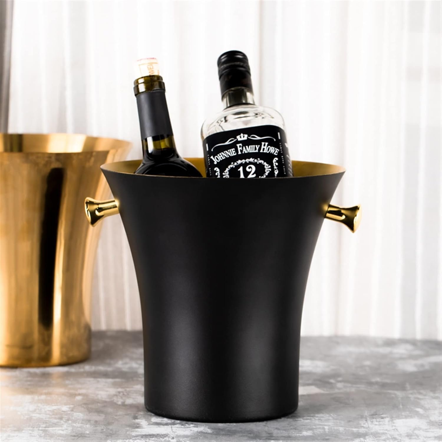 Ice Bucket Champagne Bucket Unique Shape Stainless Steel Champagne Bucket Household Ice Bucket Bar Ktv Ice Wine Cooler Iced Long-lasting for Home Bar Ice Bucket Beverage Tub (Color : 1)