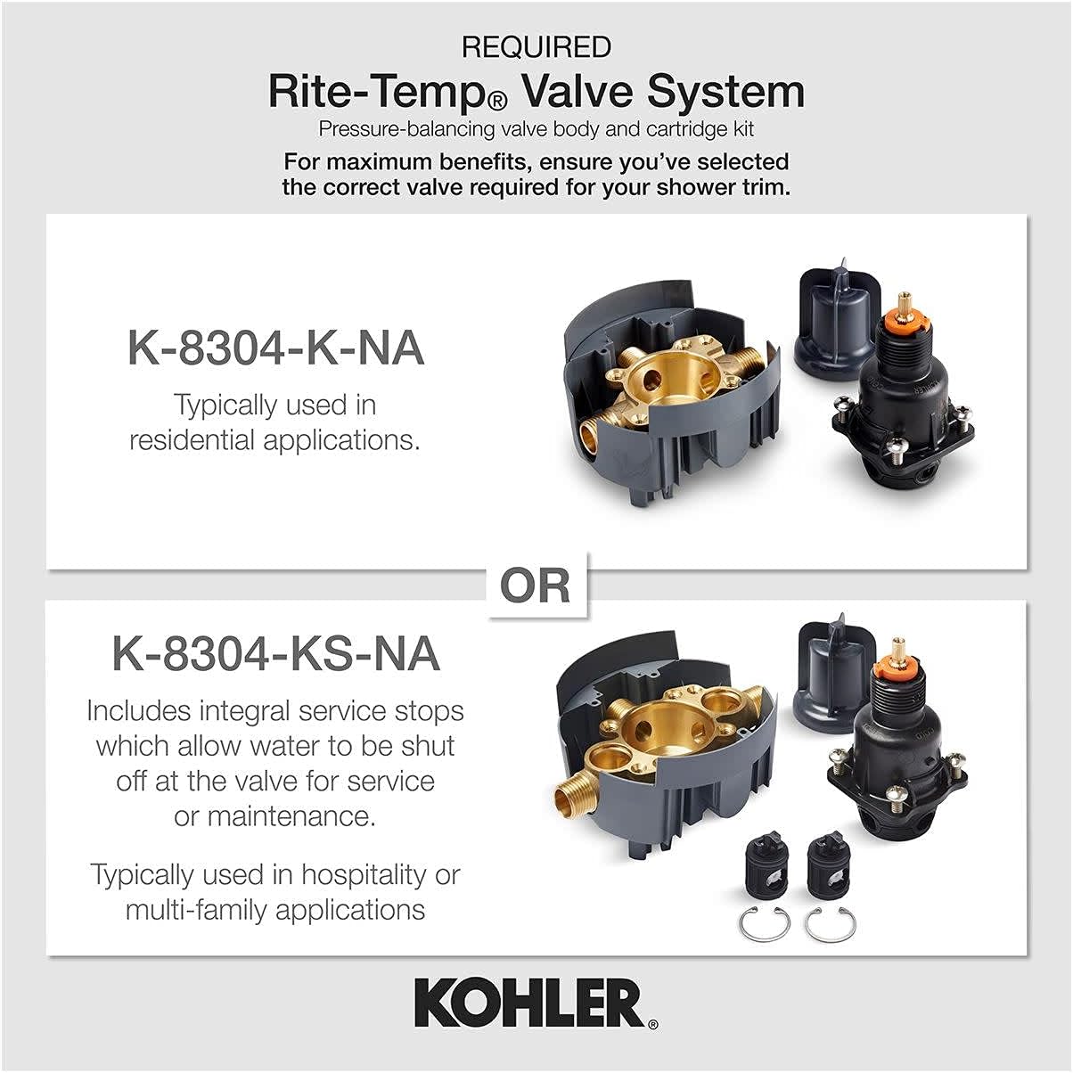 KOHLER K-TS97074-4G-CP Pitch Bath and Shower Trim Kit, Single-Function Showerhead, Diverter Bath Spout and Faceplace with Handle, 1.75 GPM, Polished Chrome