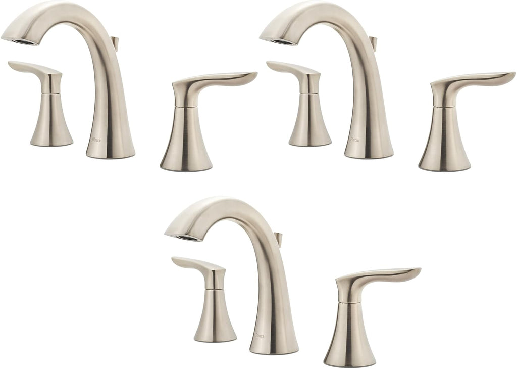 Pfister Weller Bathroom Sink Faucet, 8-Inch Widespread, 2-Handle, 3-Hole, Brushed Nickel Finish, LG49WR0K (Pack of 3)