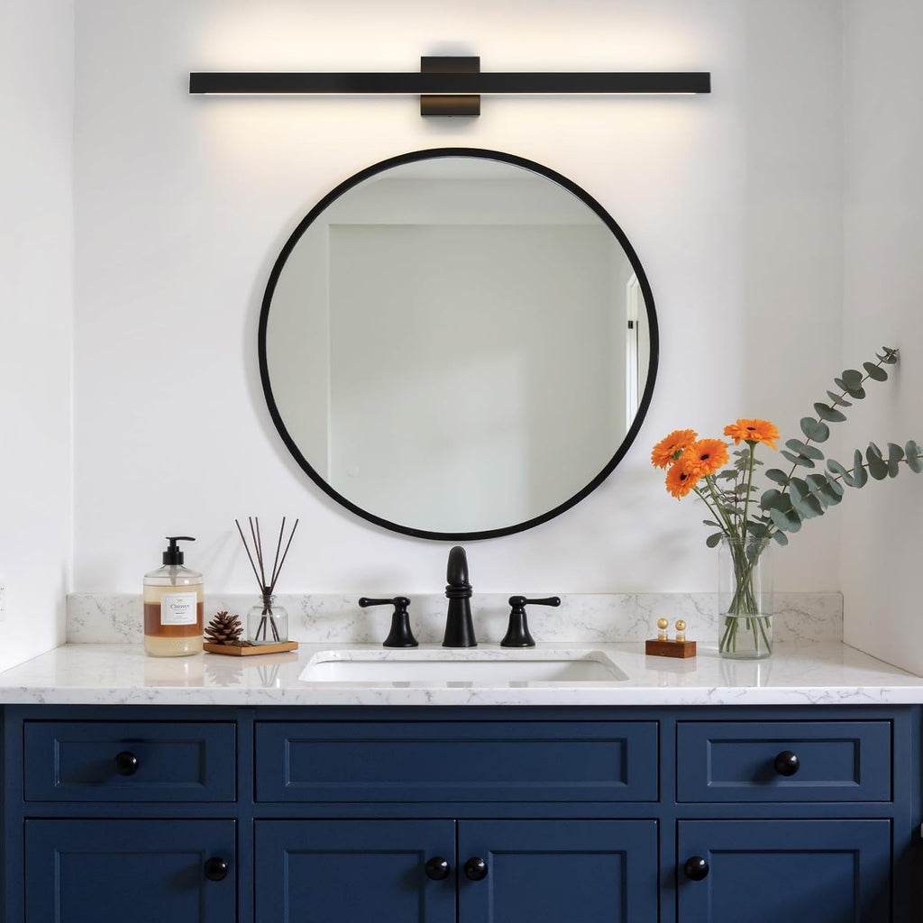 Modern Bathroom Lighting Fixtures Over Mirror, 39 Inch 30W Black Vanity Light Bar for Bathroom, Dimmable 5CCT LED Bathroom Wall Light Fixtures