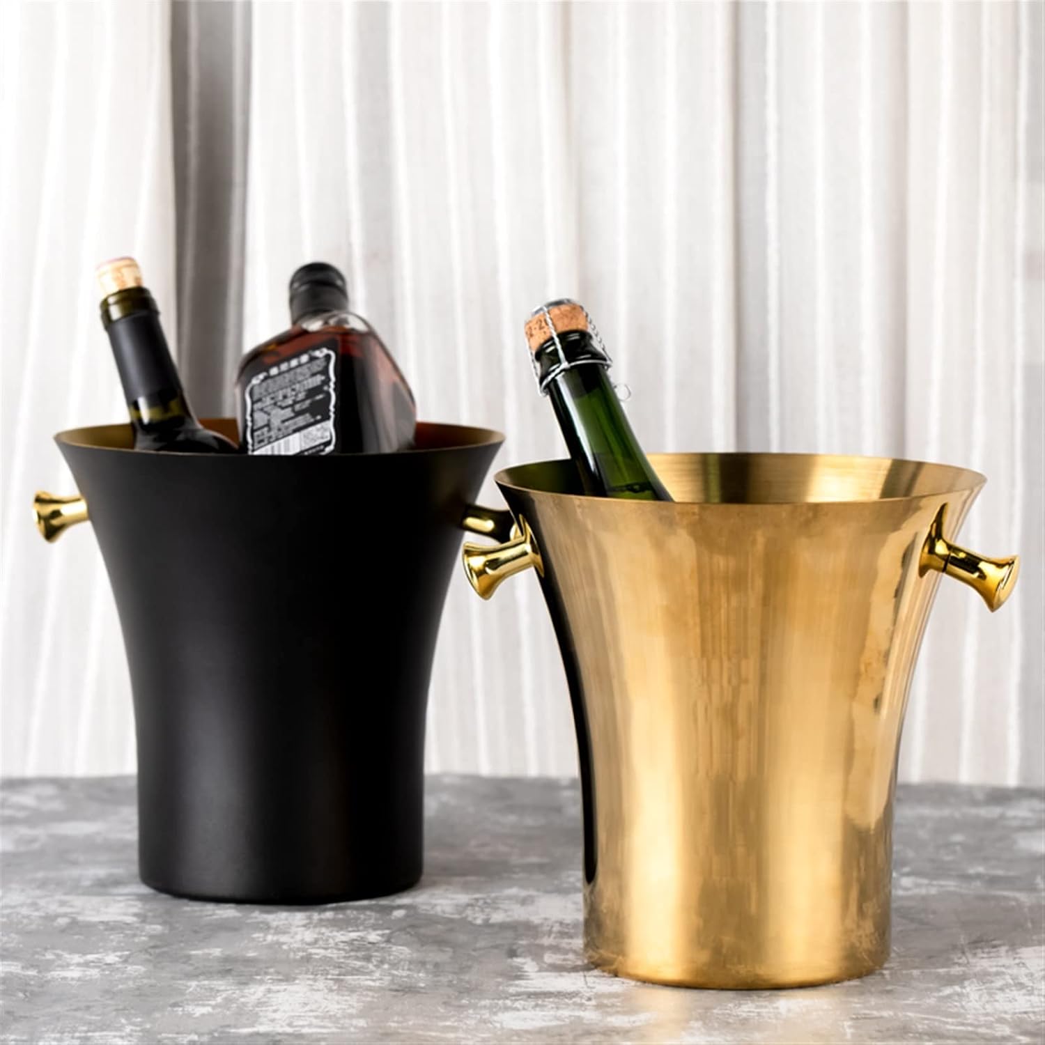 Ice Bucket Champagne Bucket Unique Shape Stainless Steel Champagne Bucket Household Ice Bucket Bar Ktv Ice Wine Cooler Iced Long-lasting for Home Bar Ice Bucket Beverage Tub (Color : 1)