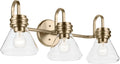 Kichler Farum 26' 3-Light Bathroom Vanity Light Fixture with Clear Glass in Champagne Bronze for Over Mirror, Modern Wall Mount Lighting (26' W x 9.5' H), 55155CPZCLR