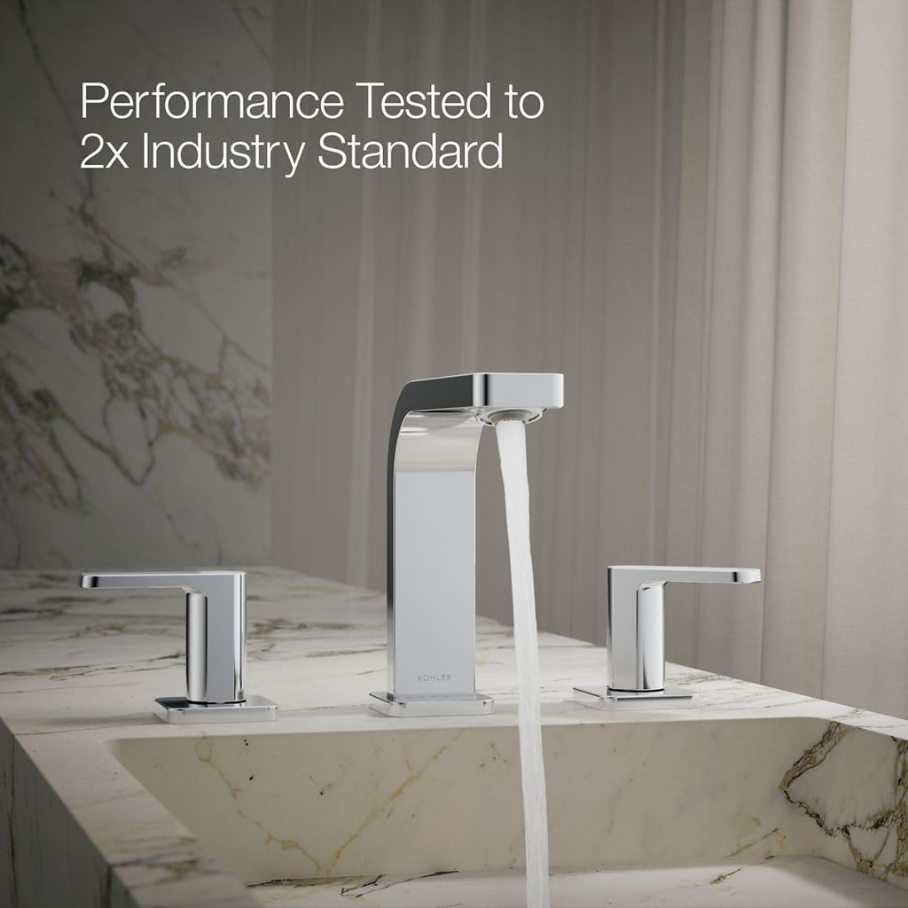 Kohler K-23484-4N-CP Parallel Widespread Bathroom Sink Faucet, .5 GPM, Lever Handles, Polished Chrome