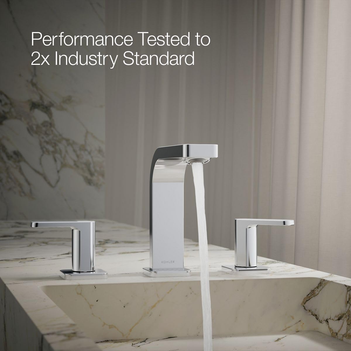 Kohler K-23484-4N-CP Parallel Widespread Bathroom Sink Faucet, .5 GPM, Lever Handles, Polished Chrome