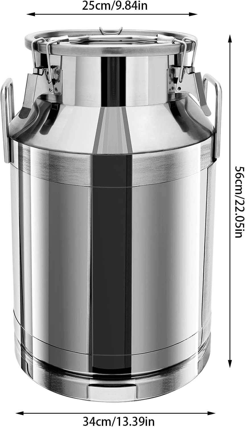 10.5 Gallon Stainless Steel Milk Can 40L Milk Jug | Food-grade Stainless Steel Container, Milk Bucket, Water Jug, Silicone Sealed Lid, Heavy Duty