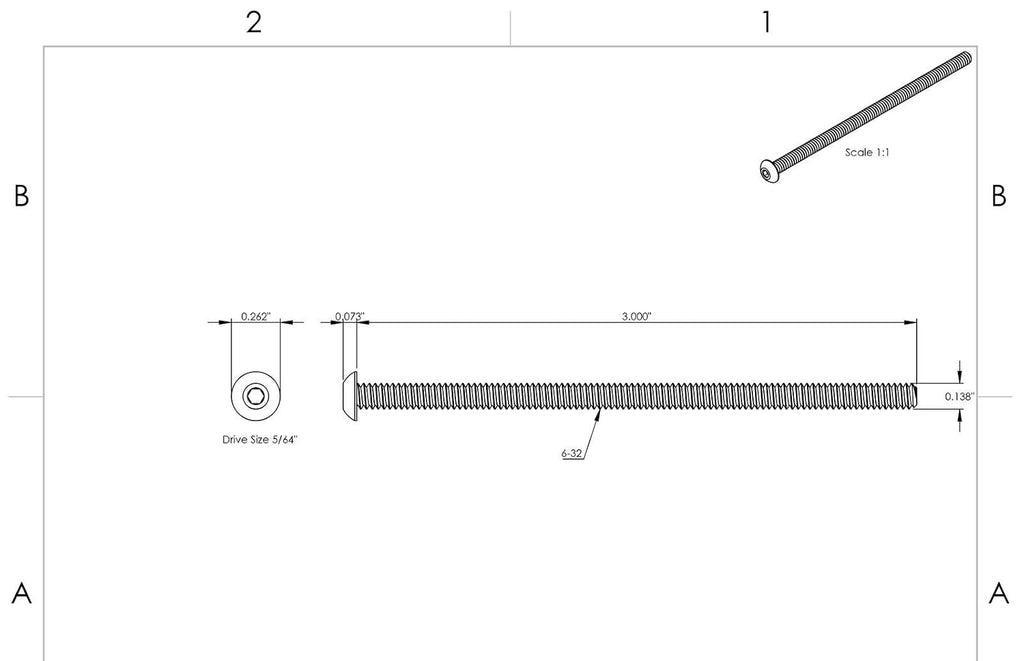 6-32 x 3' - Button Head Socket Cap Screws Black Oxide Alloy Steel 100 Pcs Socket Head Screws B2B