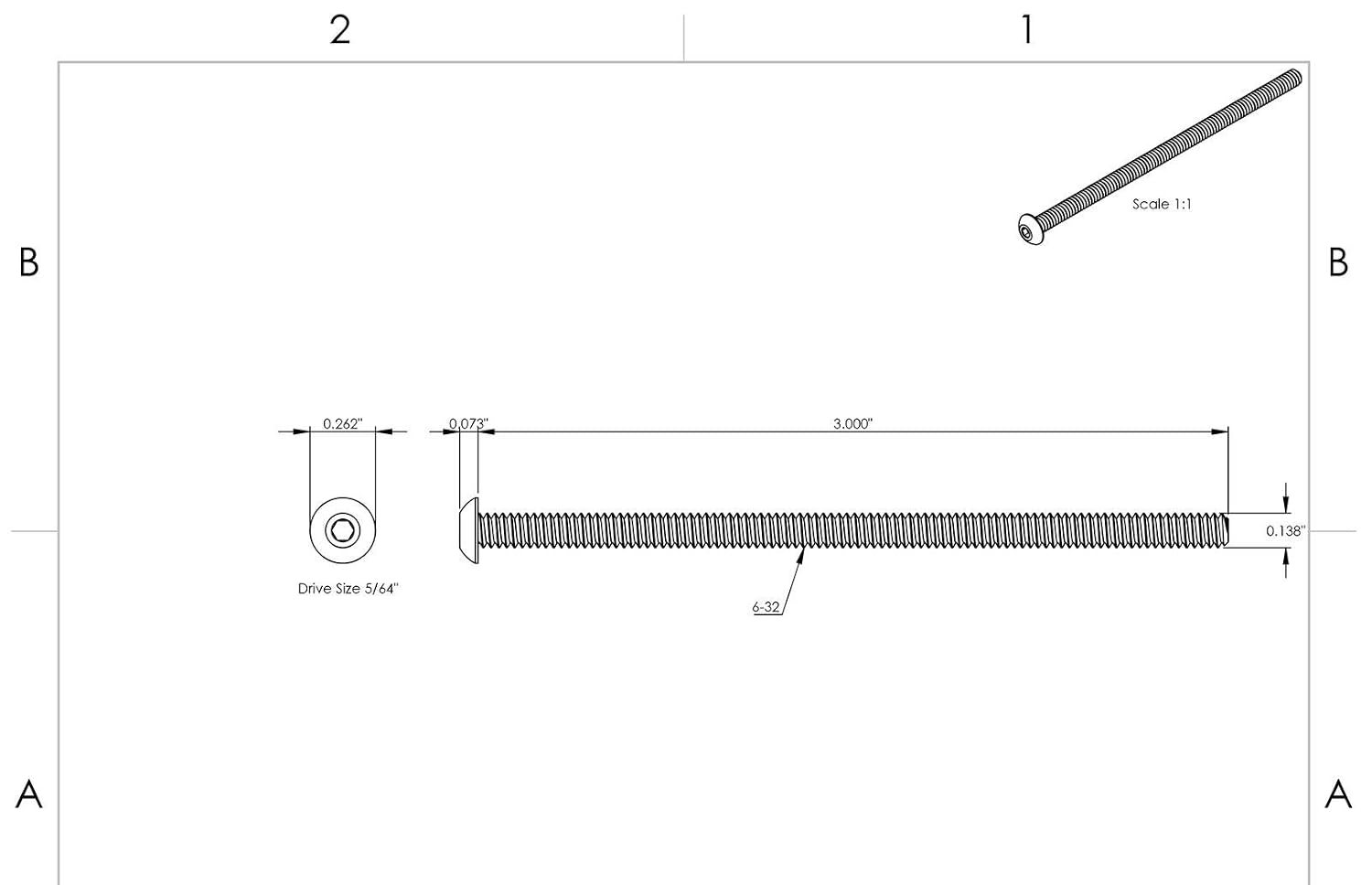 6-32 x 3' - Button Head Socket Cap Screws Black Oxide Alloy Steel 100 Pcs Socket Head Screws B2B