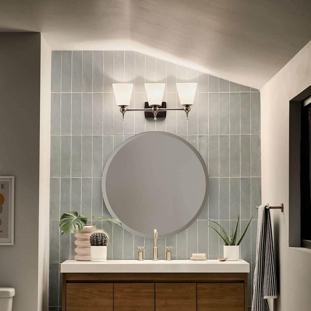 Kichler Cosabella 24 Inch 3 Light Vanity Light with Satin Etched Case Opal in Polished Nickel