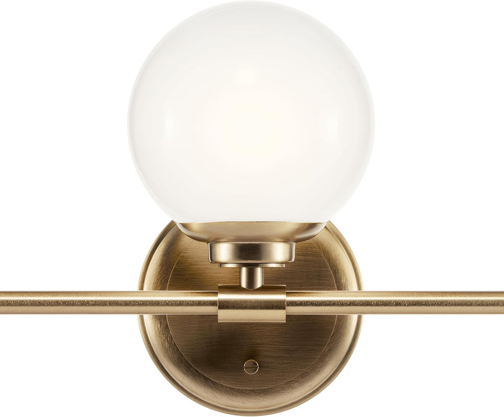 Kichler Benno 3-Light Bathroom Vanity Light Fixture, Modern Wall Mount with Opal Glass in Champagne Bronze, for Bathroom or Powder Room (8.75' x 24.5'), 55172CPZ