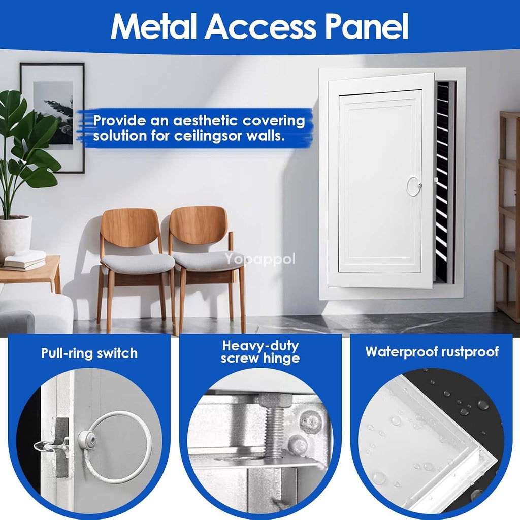 Metal Access Door for Drywall, Heavy Duty Aluminum Hinged Panel - White Waterproof Meter Box, Fuse Cover for Wall, Ceiling Plumbing & Cables(34x28in/86x71cm)