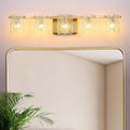 5-Light Bathroom Vanity Lights, 31' Brushed Gold Bathroom Light Fixtures Over Mirror with Clear Glass, Modern Bath Wall Sconce Lighting for Bath Restroom, OS-MM5002-5BG