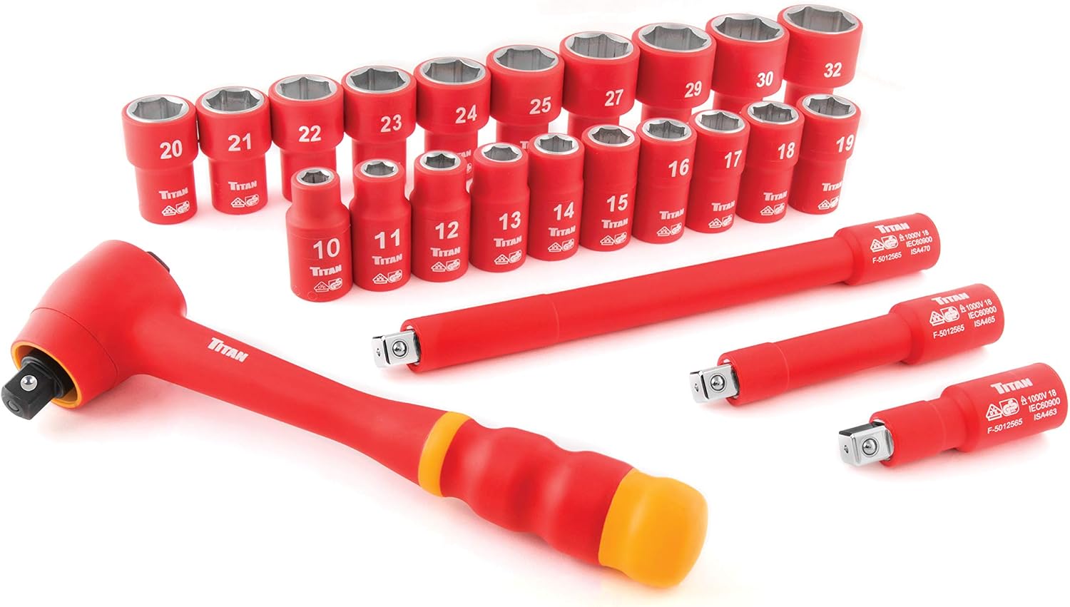 Titan 62100 24-Piece 1/2-Inch Drive VDE Insulated Socket Set