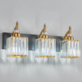 Modern Bathroom Vanity Light 3-Light Black and Gold Crystal Light Fixtures Over Mirror for Bathroom Wall Sconce