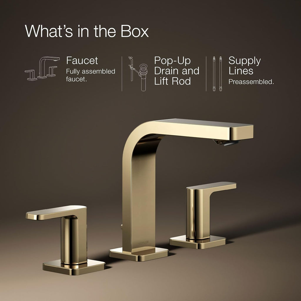 Kohler 23484-4-AF Parallel® Widespread Bathroom Sink Faucet, 1.2 gpm, Vibrant French Gold