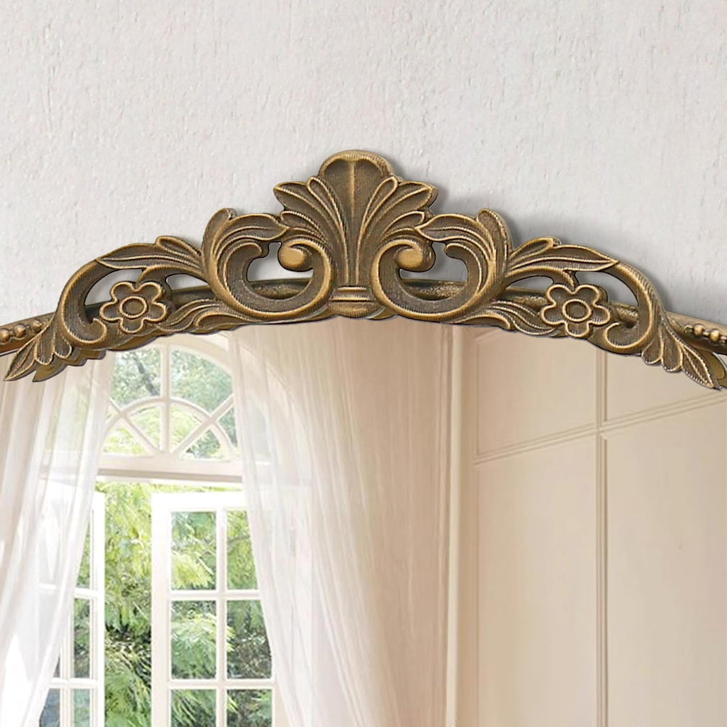 Micasso Vintage Gold Arched Mirror: 36'x29' French Baroque Antique Wall Mounted Mirror - Traditional Ornate Decorative for Wall/Fireplace/Entryway/Bathroom/Hallway - Home Decor for Living Room