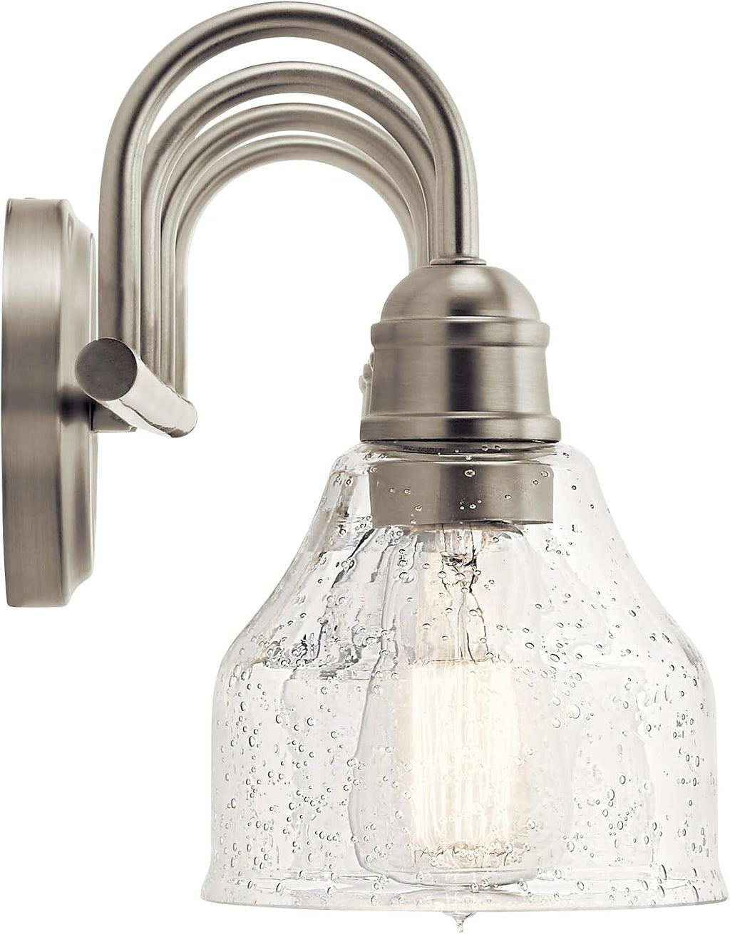 Kichler Avery 33.25' 4 Light Bathroom Vanity Light in Brushed Nickel, Vintage Bathroom Wall Mount Fixture with Clear Seeded Glass, (33.25' W x 9.25' H), 45974NI