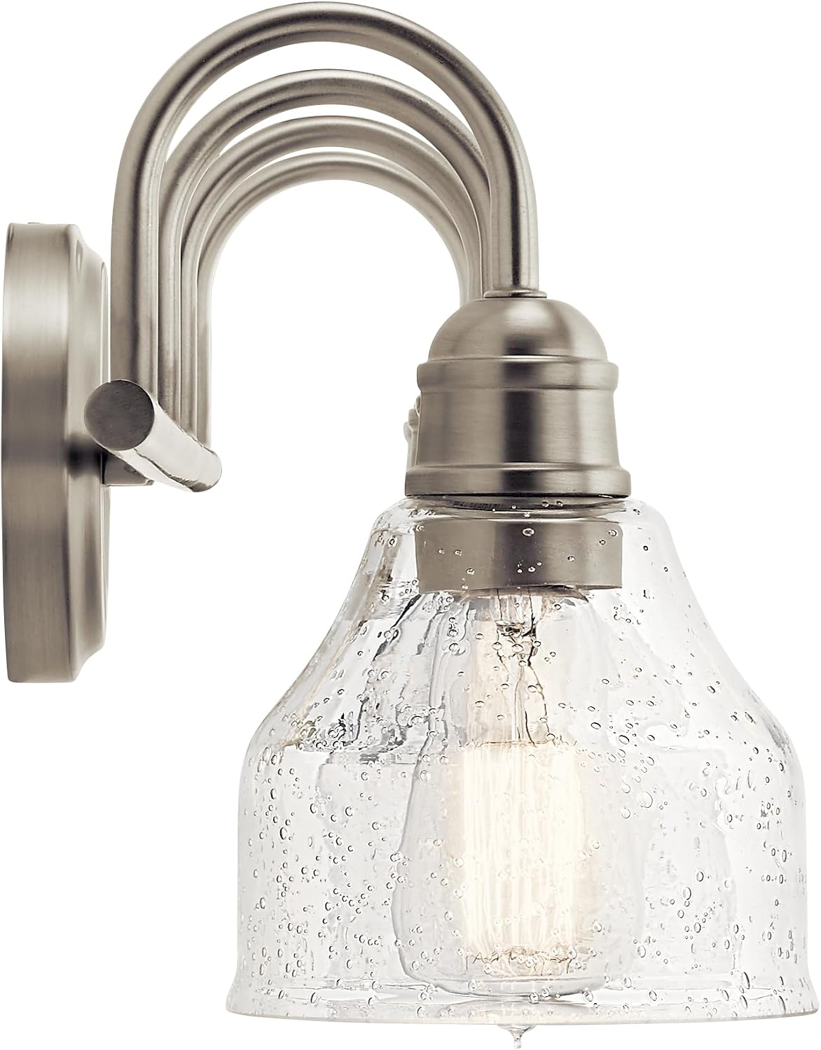 Kichler Avery 33.25' 4 Light Bathroom Vanity Light in Brushed Nickel, Vintage Bathroom Wall Mount Fixture with Clear Seeded Glass, (33.25' W x 9.25' H), 45974NI