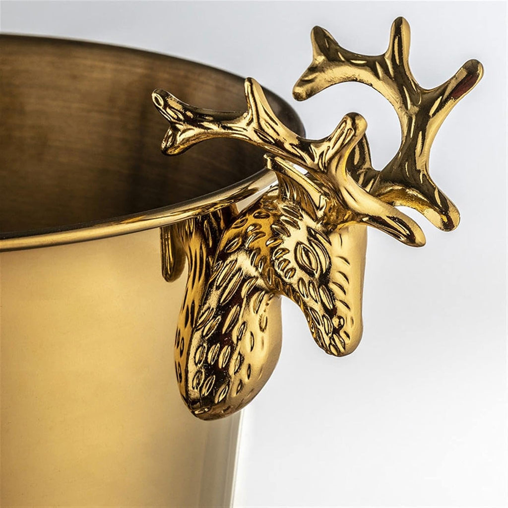Ice Bucket Champagne Bucket Champagne Bucket Ice Buckets, Deer Head Stainless Steel Ice Pails Great for Home Bar, Chilling Beer Champagne and Wine Ice Bucket Beverage Tub (Color : 1)