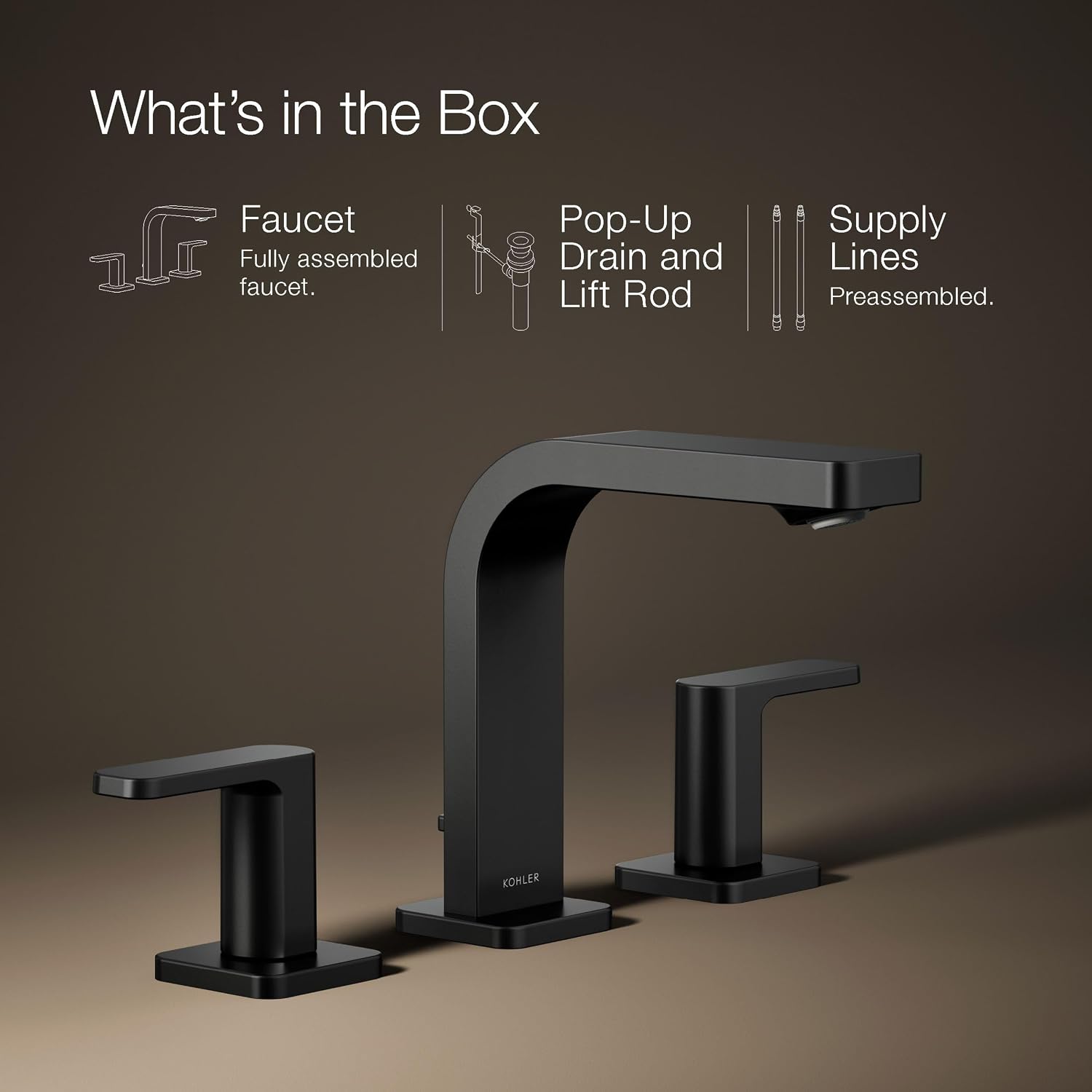 Kohler 23484-4-BL Parallel® Widespread Bathroom Sink Faucet, 1.2 gpm, Matte Black