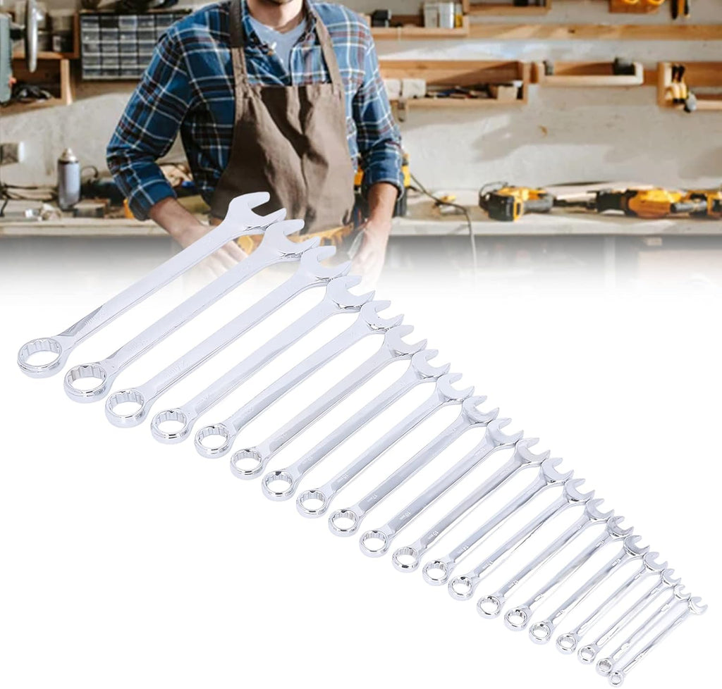 Combination Wrench Set Metric 20Pcs Vanadium Steel Spanner Chrome Plated Dual Wrenches Hand Tool for Mechanics and DIY Enthusiasts 6mm to 32mm