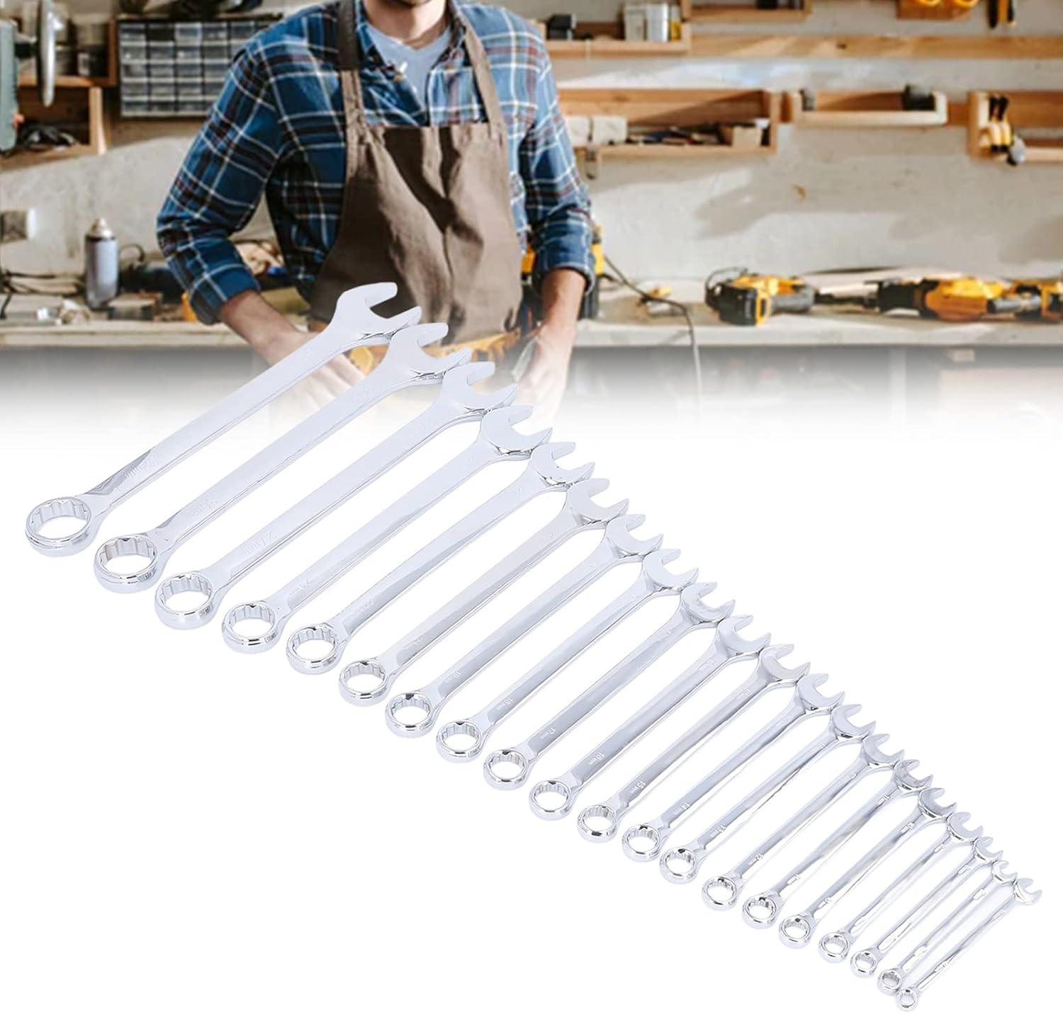 Combination Wrench Set Metric 20Pcs Vanadium Steel Spanner Chrome Plated Dual Wrenches Hand Tool for Mechanics and DIY Enthusiasts 6mm to 32mm
