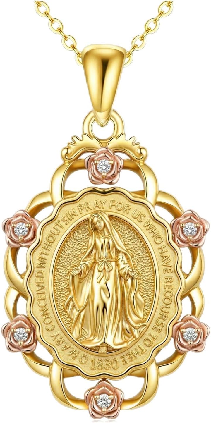 Sterling Silver St Michael/St Christopher/St Barbara/St Jude/St Dymphna/Virgin Mary Necklace Patron Saint Pendant Amulet Medal Religion Jewelry Gifts for Men Women