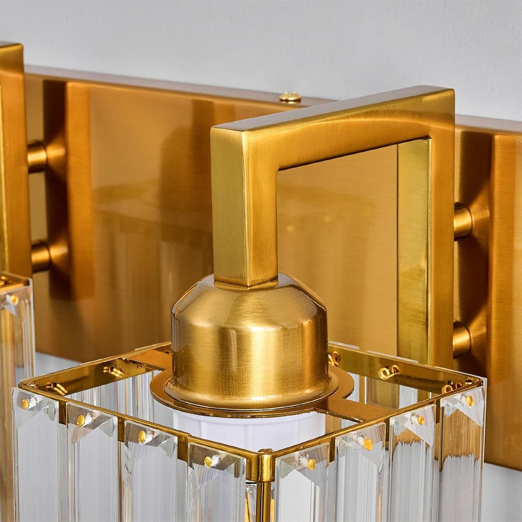 Crystal Bathroom Vanity Light 6-Lights Gold Brushed Brass Finish Modern Crystal Wall Lamp Bathroom Modern Crystal Vanity Lighting
