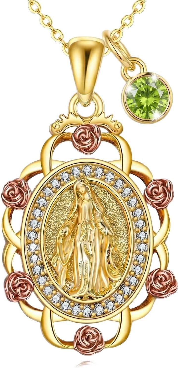 Sterling Silver St Michael/St Christopher/St Barbara/St Jude/St Dymphna/Virgin Mary Necklace Patron Saint Pendant Amulet Medal Religion Jewelry Gifts for Men Women