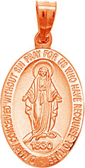Ritastephens 14k Yellow,White or Rose Gold Small Miraculous Virgin Mary Medal Charm Pendant Necklace (18 Inches, No Chain)