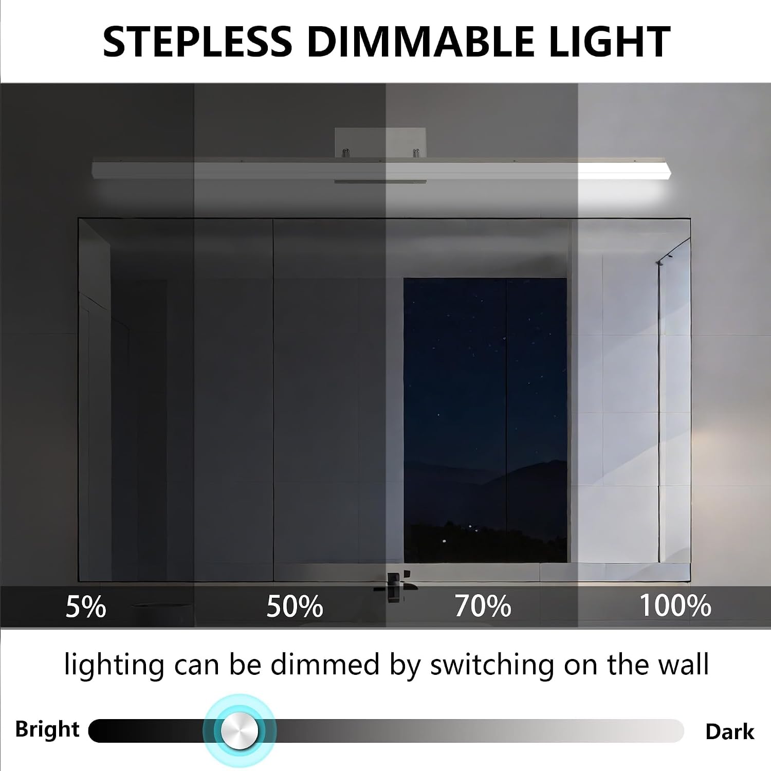 48 inch LED Modern Bathroom Vanity Lighting Fixtures Over Mirror, Brushed Nickel Adjustable Makeup Vanity Light Bar Dimmable 5CCT 46W 3000K-5000K