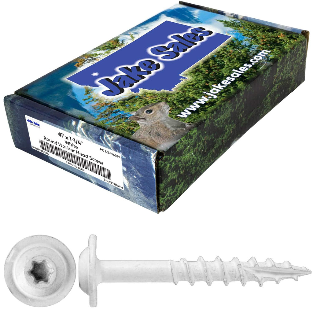 Round Washer Head 7 x 1-1/4' White - 5 POUNDS ~1110 Screws