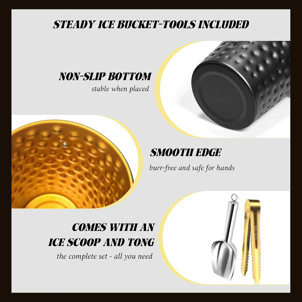 Champagne Bucket with Stand,Ice Bucket kits with Stand (Texture Black, 2 packs)